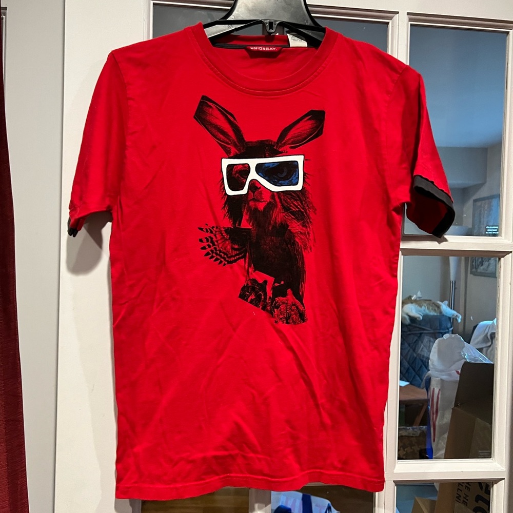 Fashion Union Red Blue Graphic Tee Shirt Men Size L